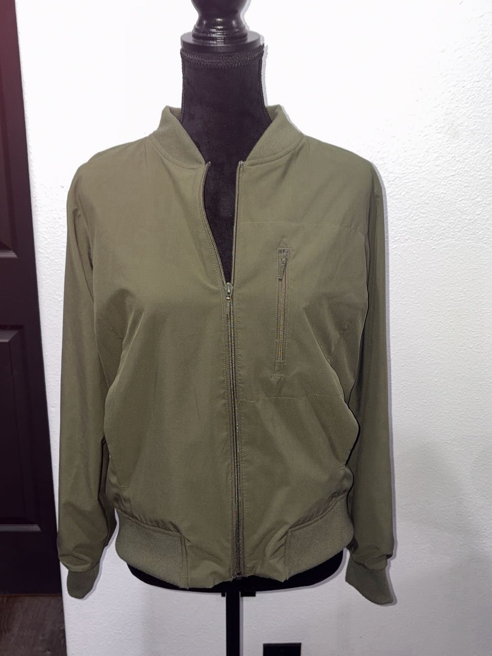 Banana Republic Olive Bomber Jacket with Zip Chest Pocket